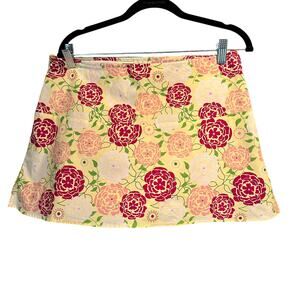 Duck Head Size 11 Cottagecore Retro Vintage Skort Yellow with Rose Print